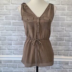 Banana Republic Silk Sleeveless Top Shirt XS Minimalist Old Money Career Staple